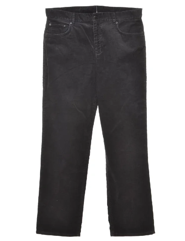 Black Classic Corduroy Trousers - W32 L33 Trousers Business Professional