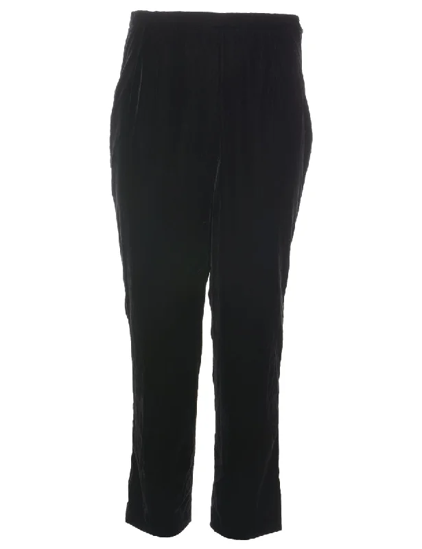 Black High Waist Velvet Trousers - W30 L26 Trousers Canvas Durable