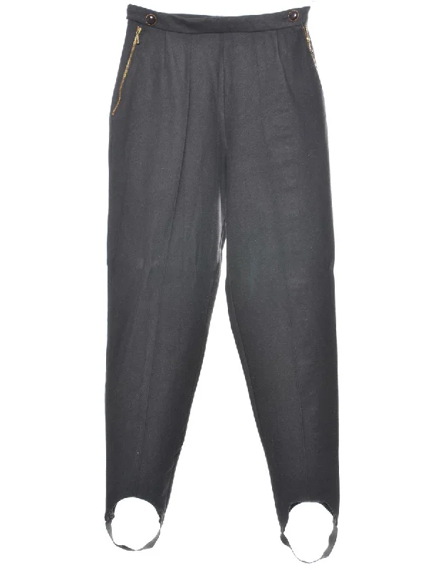 Black Tapered Stirrup Leg Trousers - W26 L32 Trousers Formal Black