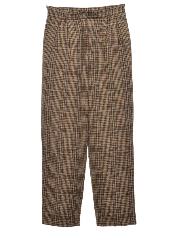 Dogtooth Black & Brown Trousers - W26 L27 Trousers Leather Faux