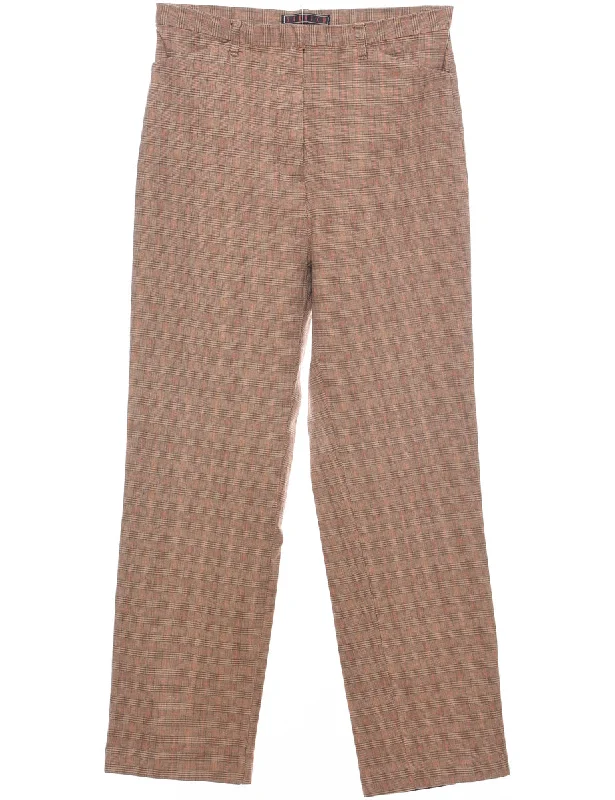 Dogtooth Check Light Brown Trousers - W28 L29 Trousers Polka Dot Cute