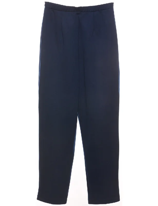 High Waist Navy Trousers - W28 L30 Trousers Yoga Stretchy