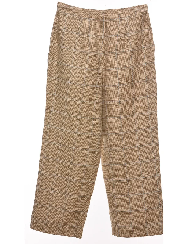 Light Blue & Light Brown Dogtooth Check Trousers - W28 L27 Trousers Floral Bohemian