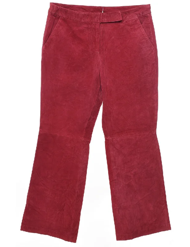 Red Classic Suede Trousers - W32 L28 Trousers Mesh Breathable