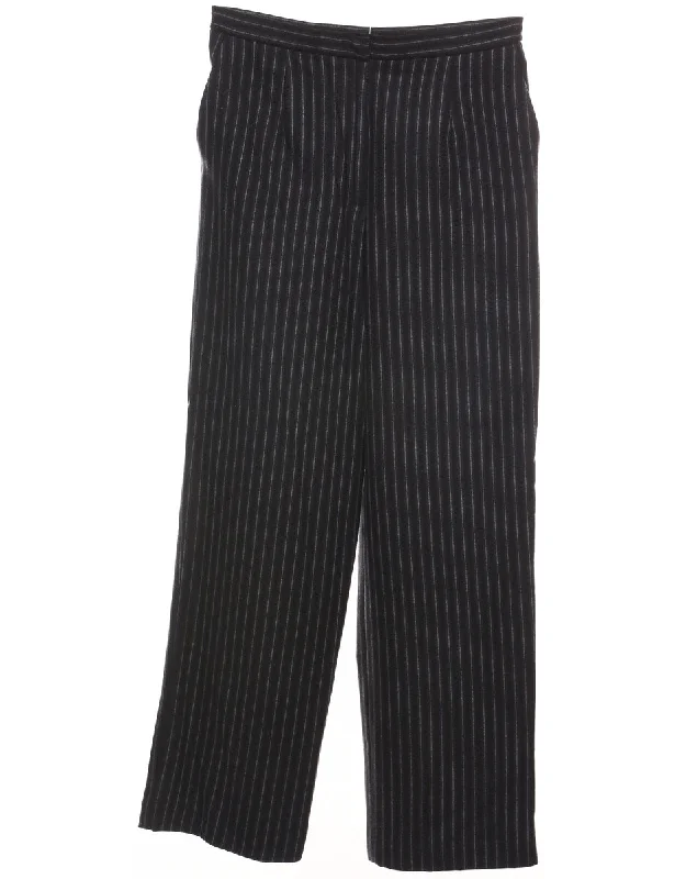 Talbots Striped Black & White Straight-Fit Trousers - W31 L30 Trousers Running Lightweight