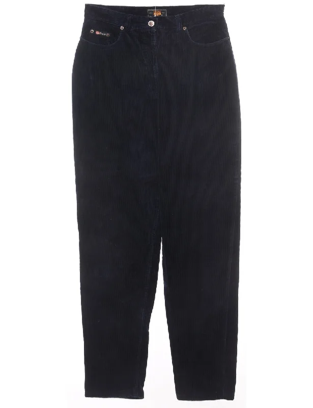 Tapered Corduroy Fabric Navy Trousers - W30 L30 Trousers Leisure Comfortable