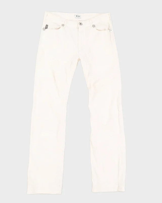 Vintage 90s White Moschino Jeans Trousers - W32 L32 Trousers Mesh Breathable