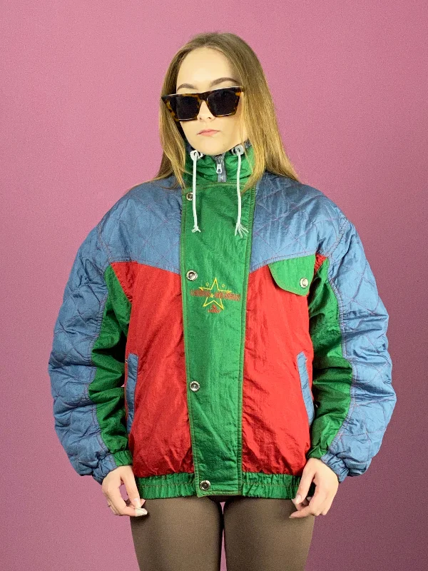90s Aruba Vintage Women's Ski Jacket - L Multicolor Nylon Rayon Jacket Velvet Jacket Corduroy Jacket 90s Aruba Vintage Women's Ski Jacket - L Multicolor Nylon Rayon Jacket Velvet Jacket Corduroy Jacket