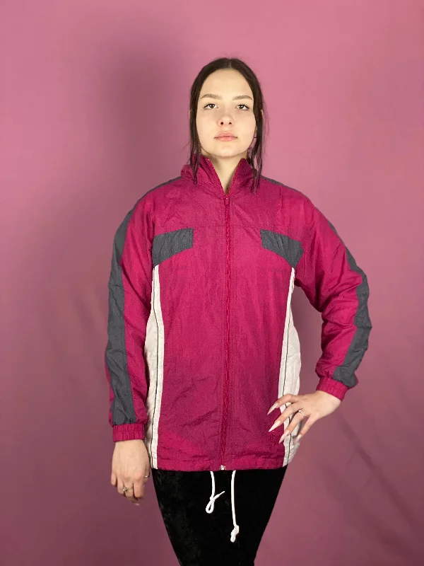 90s Mars Vintage Women's Windbreaker Jacket - M Pink Nylon Corduroy Jacket Velvet Jacket Brocade Jacket 90s Mars Vintage Women's Windbreaker Jacket - M Pink Nylon Corduroy Jacket Velvet Jacket Brocade Jacket
