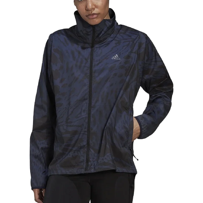 adidas Fast Womens Running Jacket - Navy Fleece Fabric Down Fabric Feather Fabric