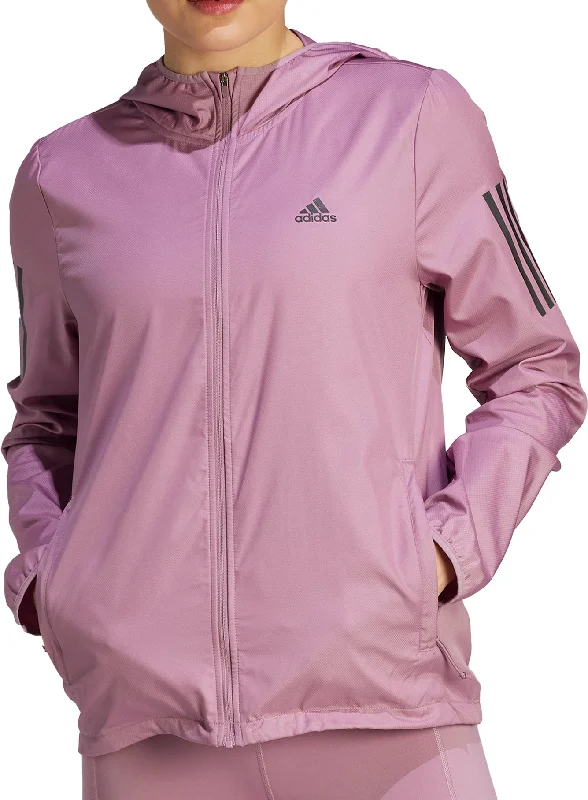 adidas Own The Run Hooded Windbreaker Womens Running Jacket - Pink Cardigan Sweater Pullover adidas Own The Run Hooded Windbreaker Womens Running Jacket - Pink Cardigan Sweater Pullover