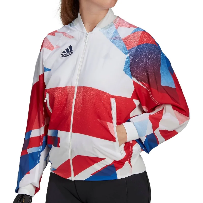 adidas Team GB Podium Womens Jacket - White Denim Fabric Leather Fabric Suede Fabric adidas Team GB Podium Womens Jacket - White Denim Fabric Leather Fabric Suede Fabric