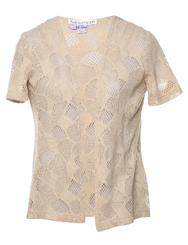 Beige Lace Design Jacket - S Zippered Jacket Buttoned Jacket Snapped Jacket
