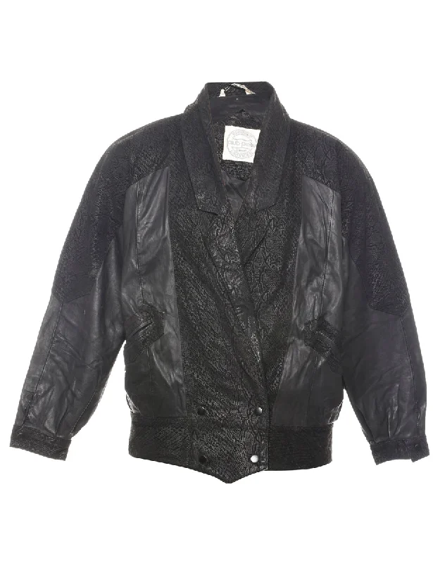 Black Patterned Leather Jacket - XXL Elasticated Jacket Padded Jacket Insulated Jacket Black Patterned Leather Jacket - XXL Elasticated Jacket Padded Jacket Insulated Jacket