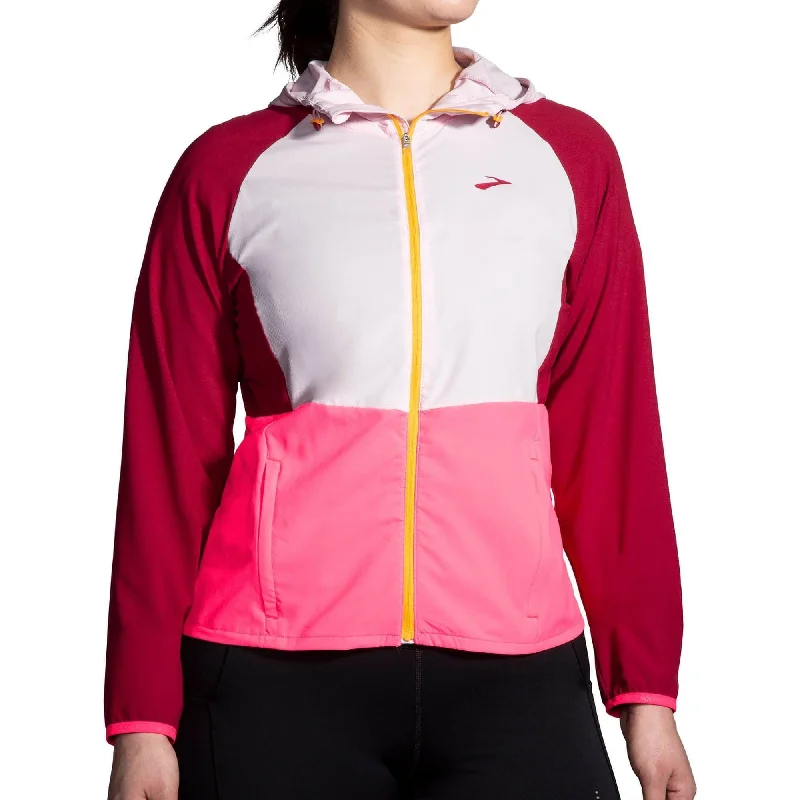 Brooks Canopy Womens Running Jacket - Pink Zip Front Button Front Snap Front