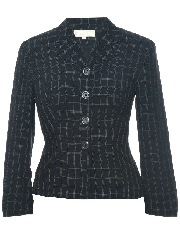 Checked Black Jacket - M Denim Jacket Leather Jacket Suede Jacket