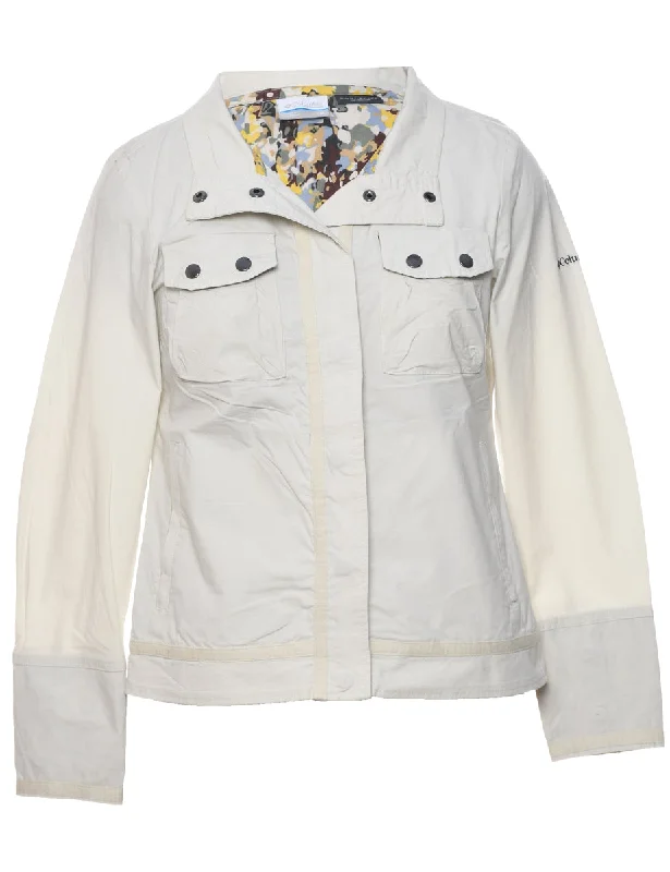 Columbia Beige Jacket - M Zip Front Button Front Snap Front