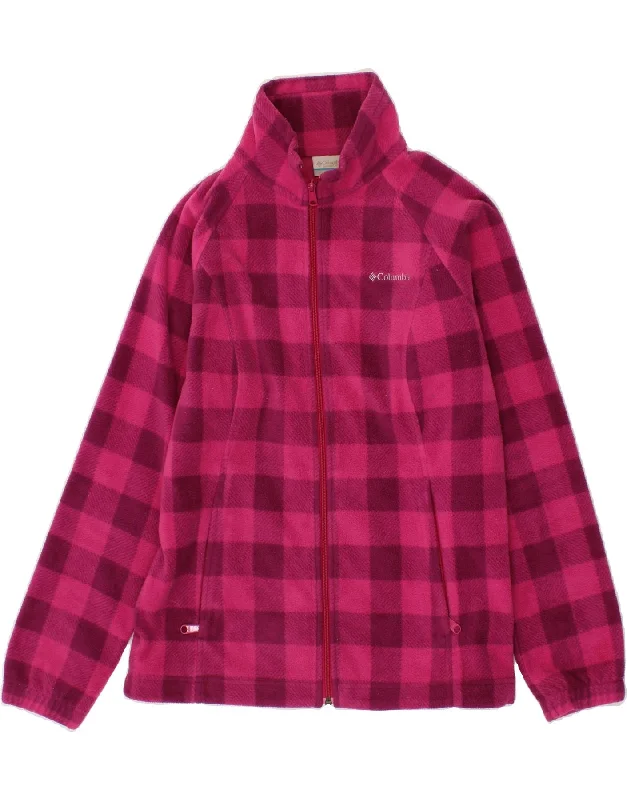 COLUMBIA Womens Fleece Jacket UK 14 Medium Pink Gingham Polyester Embroidered Jacket Appliqued Jacket Beaded Jacket COLUMBIA Womens Fleece Jacket UK 14 Medium Pink Gingham Polyester Embroidered Jacket Appliqued Jacket Beaded Jacket