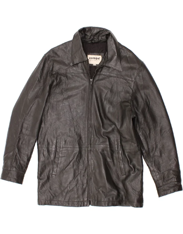 CONBIPEL Womens Leather Jacket IT 44 Medium Black Leather Knit Jacket Woven Jacket Fleece Jacket CONBIPEL Womens Leather Jacket IT 44 Medium Black Leather Knit Jacket Woven Jacket Fleece Jacket
