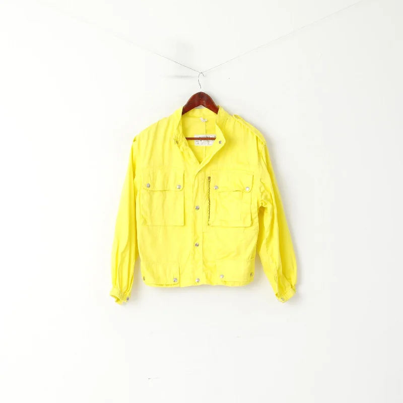 Benetton Sportswear Women 44 M Jacket Yellow Cotton Snap Italy Sport Top Oversized Jacket Tailored Jacket Straight Jacket Benetton Sportswear Women 44 M Jacket Yellow Cotton Snap Italy Sport Top Oversized Jacket Tailored Jacket Straight Jacket