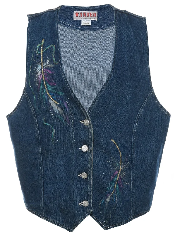 Dark Wash Denim Jacket Vest - L Wool Jacket Cashmere Jacket Tweed Jacket