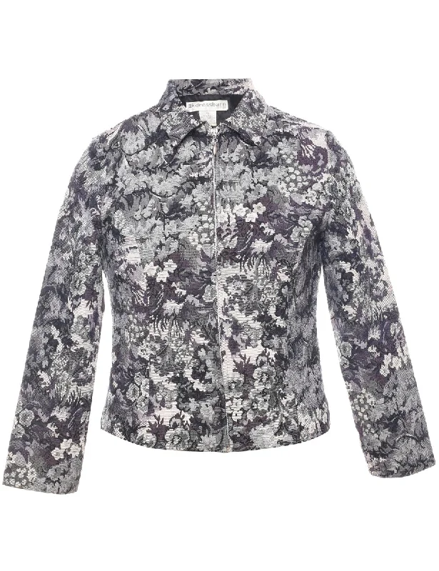 Dress Barn Tapestry Jacket - S V-Neck Jacket Boat Neck Jacket Square Neck Jacket