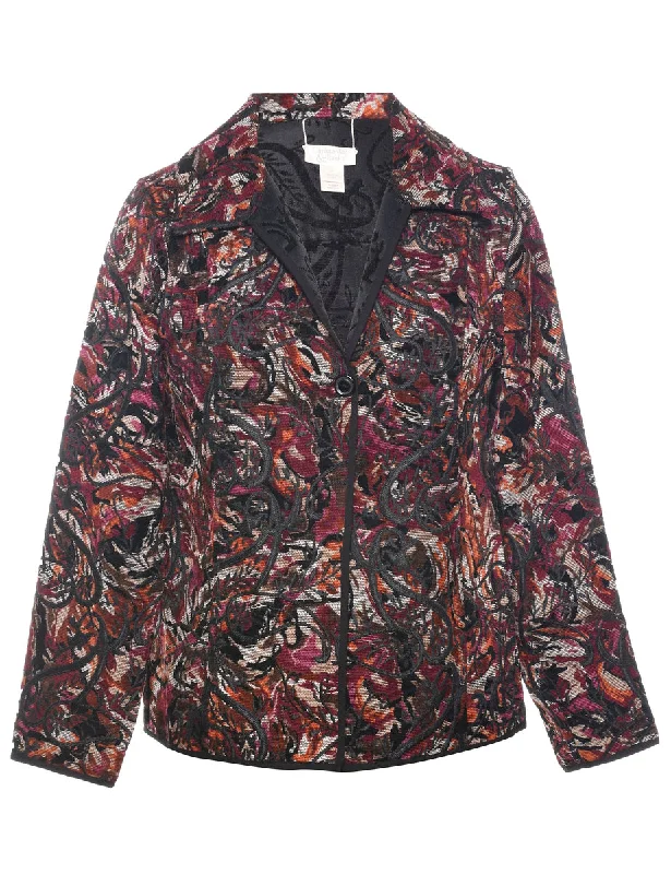 Floral Pattern Tapestry Jacket - S Nylon Fabric Polyester Fabric Spandex Fabric