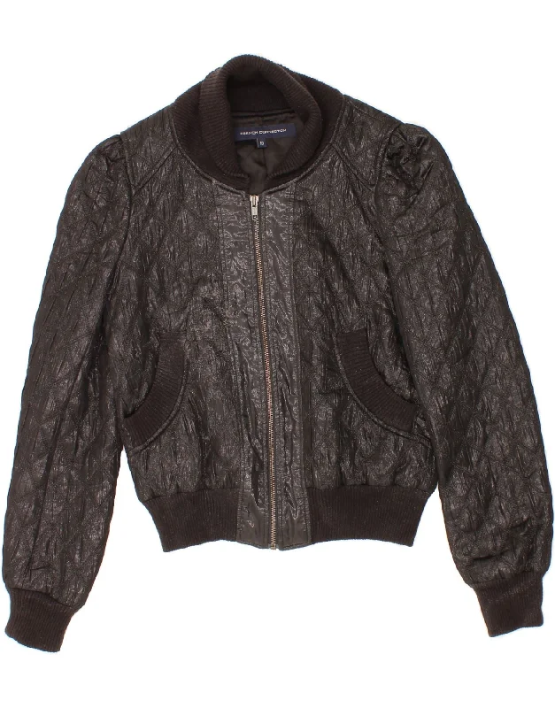 FRENCH CONNECTION Womens Bomber Jacket UK 10 Small Black Acetate Herringbone Jacket Houndstooth Jacket Plaid Jacket FRENCH CONNECTION Womens Bomber Jacket UK 10 Small Black Acetate Herringbone Jacket Houndstooth Jacket Plaid Jacket