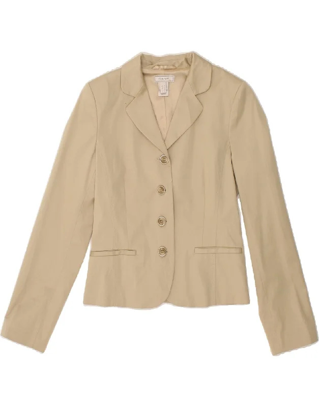 GANT Womens 4 Button Crop Blazer Jacket UK 10 Small Beige Cotton Snapped Jacket Toggled Jacket Drawstring Jacket GANT Womens 4 Button Crop Blazer Jacket UK 10 Small Beige Cotton Snapped Jacket Toggled Jacket Drawstring Jacket