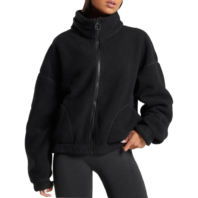 Gymshark Sherpa Womens Jacket - Black Knit Jacket Woven Jacket Fleece Jacket