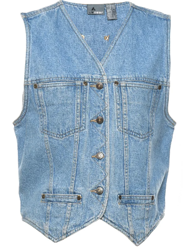 Light Wash 1990s Denim Jacket Vest - S V-Neck Jacket Boat Neck Jacket Square Neck Jacket Light Wash 1990s Denim Jacket Vest - S V-Neck Jacket Boat Neck Jacket Square Neck Jacket
