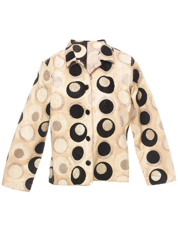 Patterned 1970s Style Black & Off-White Tapestry Jacket - L Lace Jacket Ribbed Jacket Sequined Jacket Patterned 1970s Style Black & Off-White Tapestry Jacket - L Lace Jacket Ribbed Jacket Sequined Jacket