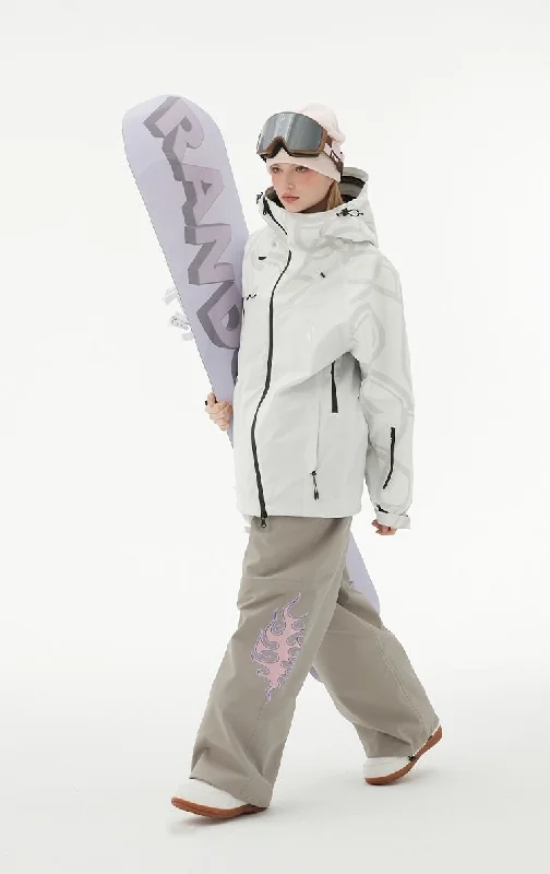 RandomPow Freestyle White RECCO® Shell Jacket - Unisex Nylon Fabric Polyester Fabric Spandex Fabric