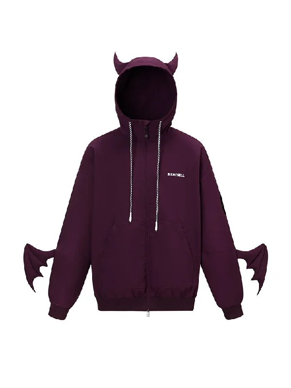 RenChill Little Evil 3L Jacket - Unisex One-Shoulder Jacket Off-the-Shoulder Jacket Asymmetrical Jacket RenChill Little Evil 3L Jacket - Unisex One-Shoulder Jacket Off-the-Shoulder Jacket Asymmetrical Jacket
