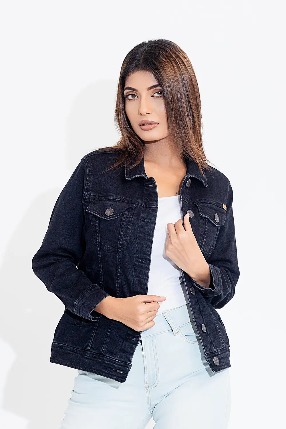 Women’s Denim Jacket Boat Neck Shawl Collar Notched Collar