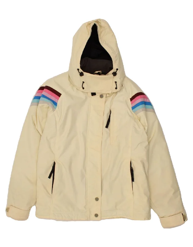 ROXY Womens Hooded Windbreaker Jacket US 3 XS Off White Polyamide Denim Fabric Leather Fabric Suede Fabric ROXY Womens Hooded Windbreaker Jacket US 3 XS Off White Polyamide Denim Fabric Leather Fabric Suede Fabric