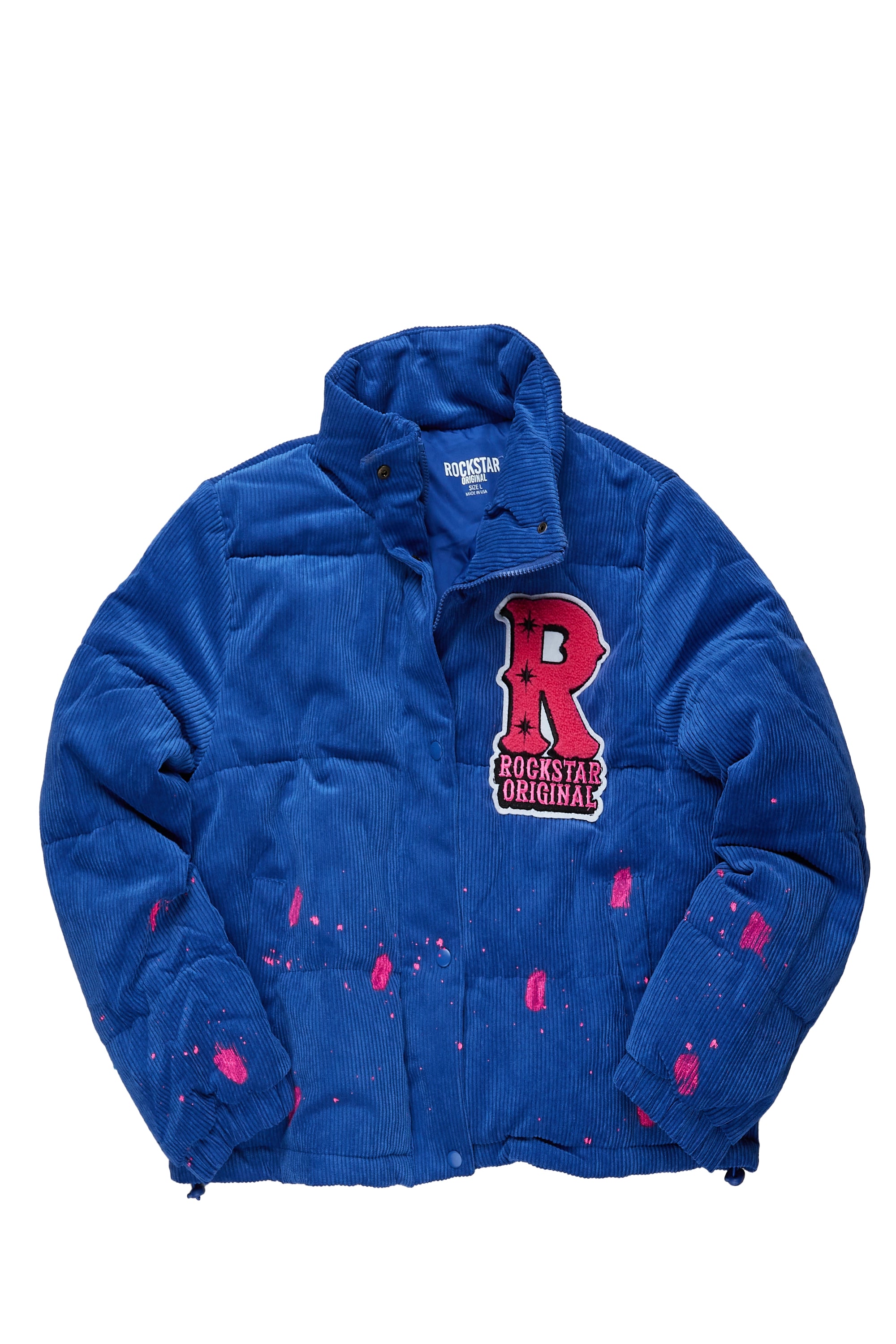 Shirika Royal Blue Puffer Jacket Insulated Jacket Fitted Jacket Loose Jacket