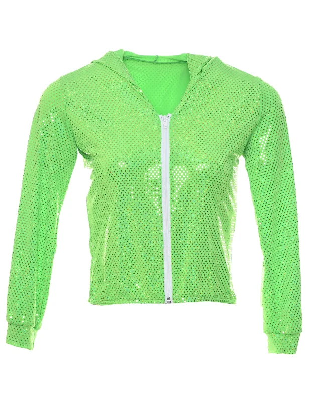 Sequined Cropped Jacket - M Tiered Jacket Buttoned Jacket Zippered Jacket