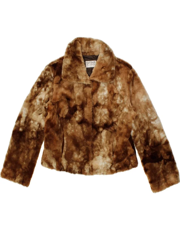 VINTAGE Womens Crop Faux Fur Jacket UK 12 Medium Brown Polyester Quilted Jacket Puffer Jacket Insulated Jacket VINTAGE Womens Crop Faux Fur Jacket UK 12 Medium Brown Polyester Quilted Jacket Puffer Jacket Insulated Jacket
