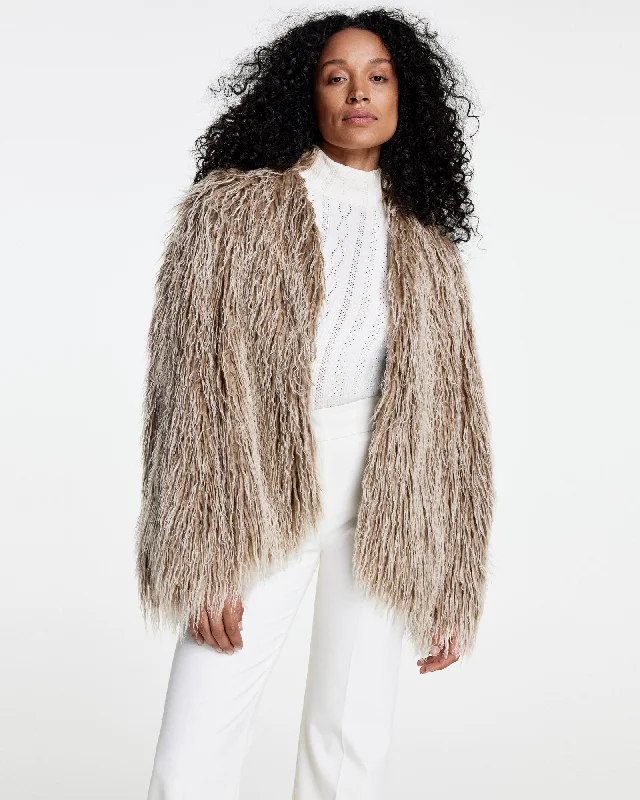 Faux Fur Swing Jacket Print Jacket Jacquard Jacket Embroidered Jacket