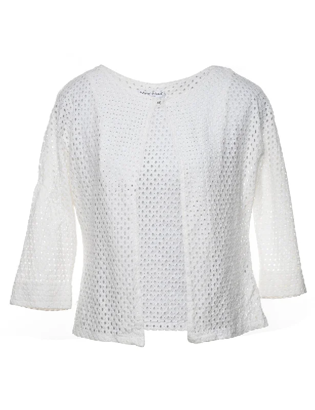 White Lace 3/4 Sleeve Evening Jacket - S Belted Jacket Elasticated Jacket Padded Jacket