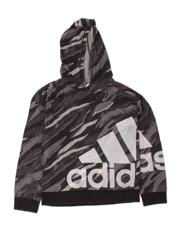 ADIDAS Boys Graphic Hoodie Jumper 10-11 Years Medium Grey Camouflage Hoodie with Reflective Safety Nightwear ADIDAS Boys Graphic Hoodie Jumper 10-11 Years Medium Grey Camouflage Hoodie with Reflective Safety Nightwear