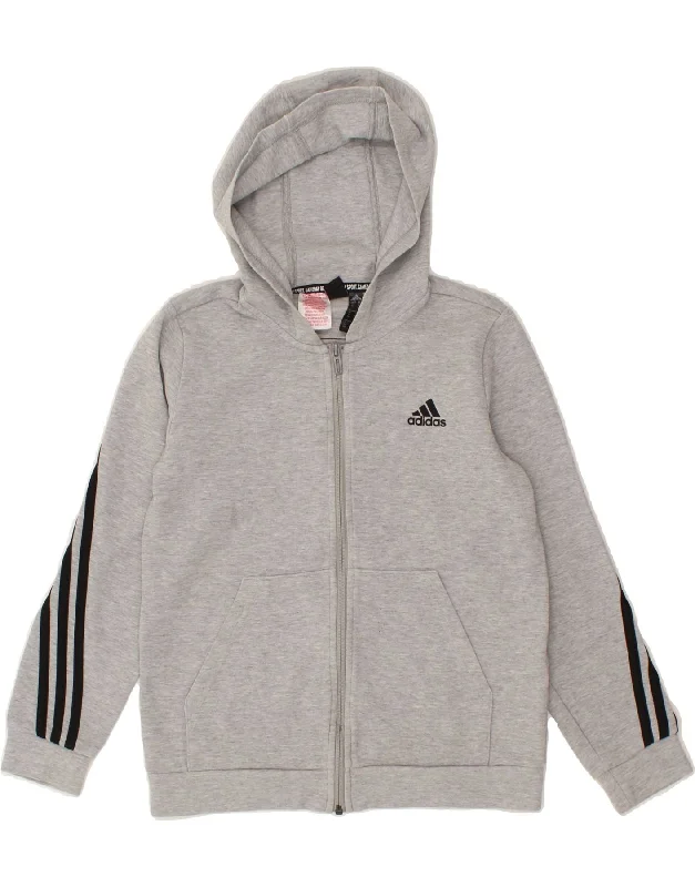 ADIDAS Boys Zip Hoodie Sweater 11-12 Years Grey Cotton Hoodie with Slim Fit Tailored Modern ADIDAS Boys Zip Hoodie Sweater 11-12 Years Grey Cotton Hoodie with Slim Fit Tailored Modern