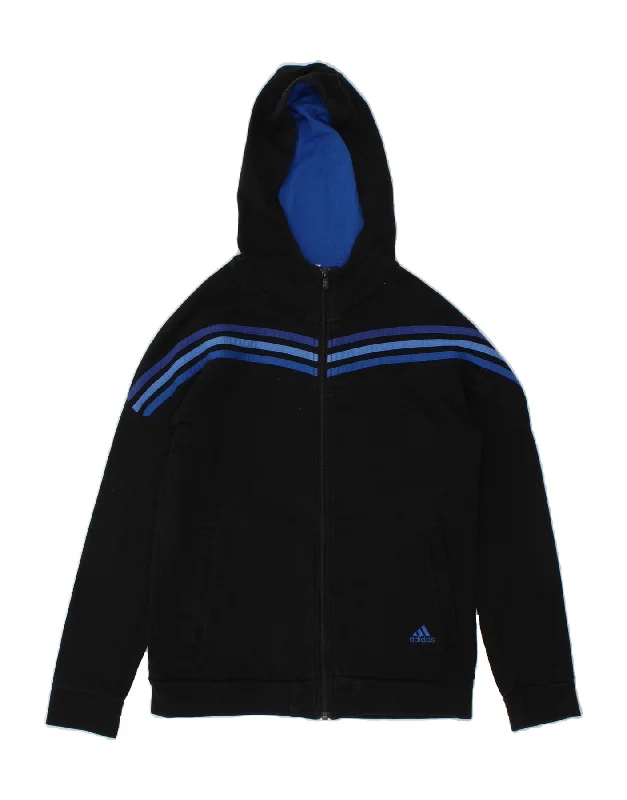 ADIDAS Boys Zip Hoodie Sweater 13-14 Years Black Cotton Hoodie with Neon Bright Vibrant ADIDAS Boys Zip Hoodie Sweater 13-14 Years Black Cotton Hoodie with Neon Bright Vibrant