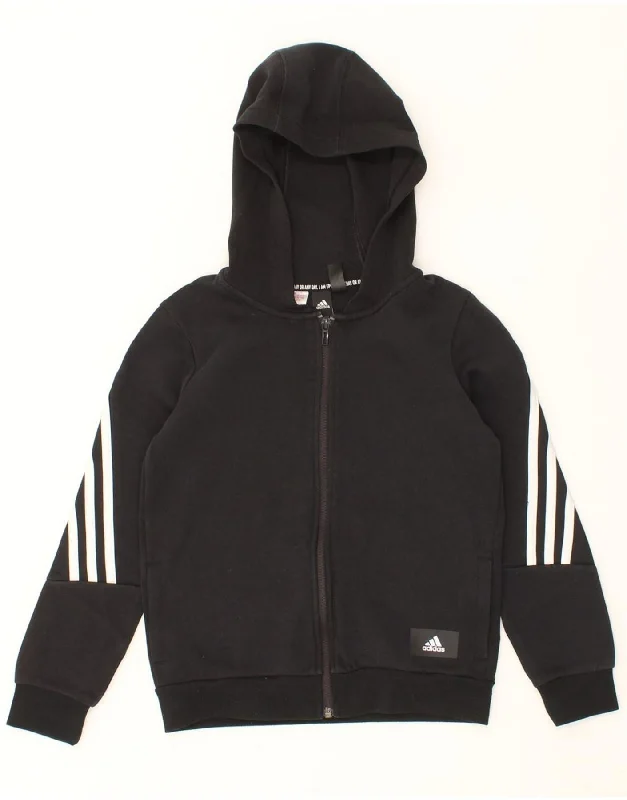 ADIDAS Boys Zip Hoodie Sweater 9-10 Years Black Cotton Hoodie with Zipper Placket Modern Functional ADIDAS Boys Zip Hoodie Sweater 9-10 Years Black Cotton Hoodie with Zipper Placket Modern Functional