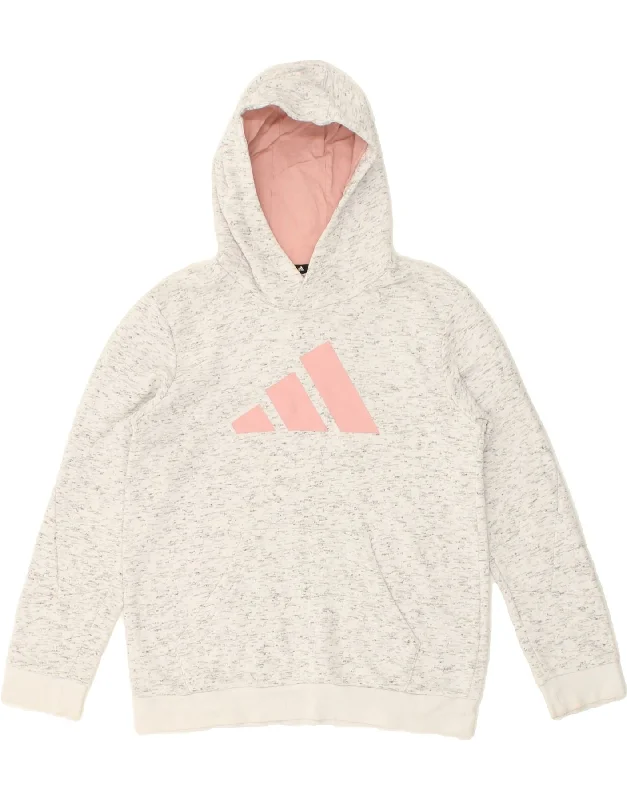 ADIDAS Girls Graphic Hoodie Jumper 11-12 Years Grey Flecked Cotton Hoodie with Magnetic Closure Innovative Modern ADIDAS Girls Graphic Hoodie Jumper 11-12 Years Grey Flecked Cotton Hoodie with Magnetic Closure Innovative Modern