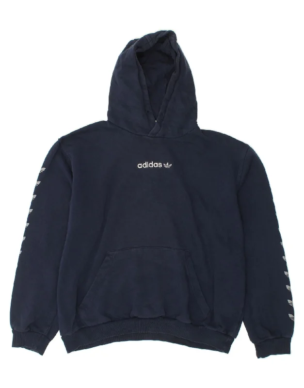 ADIDAS Mens Oversized Graphic Hoodie Jumper Large Navy Blue Cotton Hoodie Crop Top Short Trendy ADIDAS Mens Oversized Graphic Hoodie Jumper Large Navy Blue Cotton Hoodie Crop Top Short Trendy