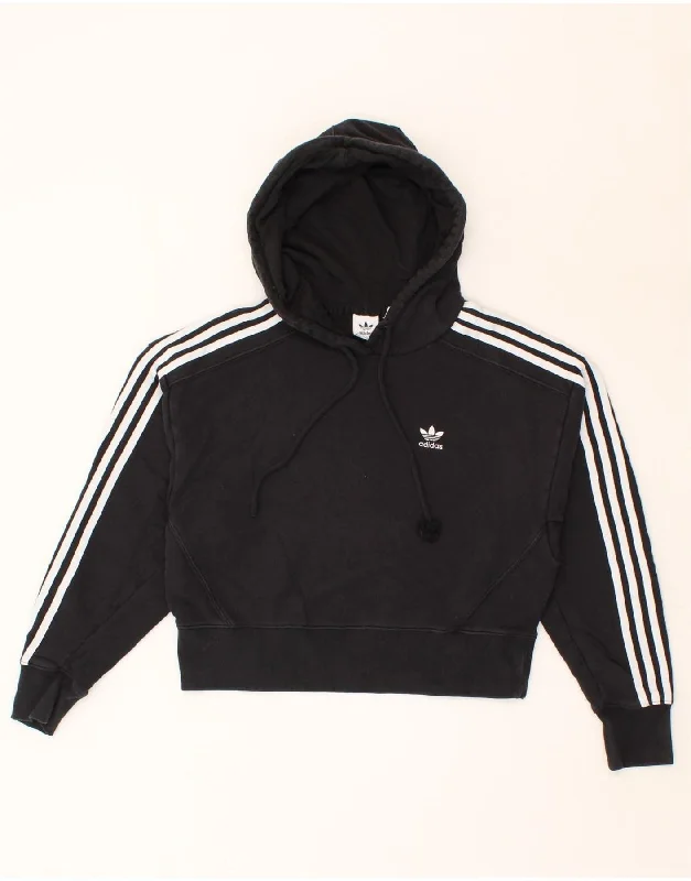 ADIDAS Womens Oversized Hoodie Jumper UK 6 XS Black Cotton Hoodie with Mesh Breathable Sporty ADIDAS Womens Oversized Hoodie Jumper UK 6 XS Black Cotton Hoodie with Mesh Breathable Sporty