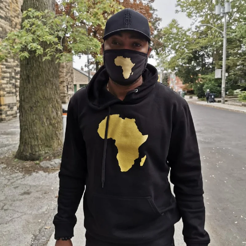 Africa Gold Map Hoodie Hoodie with Raw Hem Edgy Unfinished