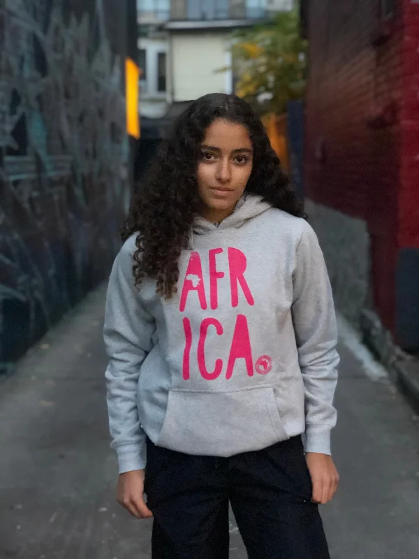 Africa Ladies “Pink” Hoodie Hoodie with Hem Embroidery Detailed Premium